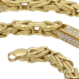 Außergewöhnliche Königskette aus 585 Gelbgold (14k) mit Zirkoniabesatz – ca. 66 cm lang, 4,5 mm breit, 37 g