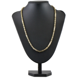 Außergewöhnliche Königskette aus 585 Gelbgold (14k) mit Zirkoniabesatz – ca. 66 cm lang, 4,5 mm breit, 37 g