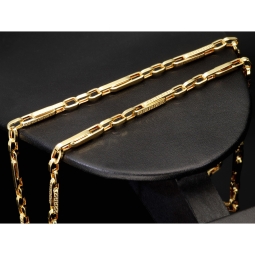 Edle Goldkette / Ankerkette mit fein graviertem Greco-Design aus hochwertigem 14K 585 Gold (Gelbgold) ca. 55 cm, 4mm