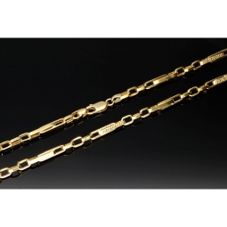 Edle Goldkette / Ankerkette mit fein graviertem Greco-Design aus hochwertigem 14K 585 Gold (Gelbgold) ca. 55 cm, 4mm