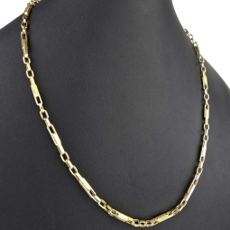 Edle Goldkette / Ankerkette mit fein graviertem Greco-Design aus hochwertigem 14K 585 Gold (Gelbgold) ca. 55 cm, 4mm
