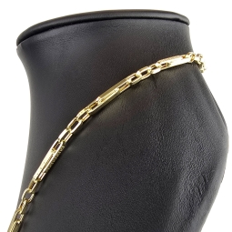 Edle Goldkette / Ankerkette mit fein graviertem Greco-Design aus hochwertigem 14K 585 Gold (Gelbgold) ca. 55 cm, 4mm