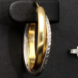 Oval geschwungene Doppel - Creolen aus edlem 14K 585 Bicolor Gold (Gelbgold und Weißgold)