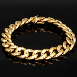 Exquisites XL Panzerarmband / Goldarmband (585er 14k Gold) in 12 mm Megastärke, 22cm Länge, ca. 27,2g