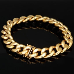Exquisites XL Panzerarmband / Goldarmband (585er 14k Gold) in 12 mm Megastärke, 22cm Länge, ca. 27,2g
