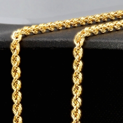 Zeitlose Kordelkette mit feiner Struktur aus funkelndem 14K 585 Gold 14k  ca. 65cm, 3mm