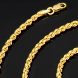 Zeitlose Kordelkette mit feiner Struktur aus funkelndem 14K 585 Gold 14k  ca. 65cm, 3mm