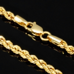Zeitlose Kordelkette mit feiner Struktur aus funkelndem 14K 585 Gold 14k  ca. 65cm, 3mm