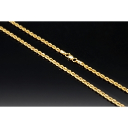 Zeitlose Kordelkette mit feiner Struktur aus funkelndem 14K 585 Gold 14k  ca. 65cm, 3mm