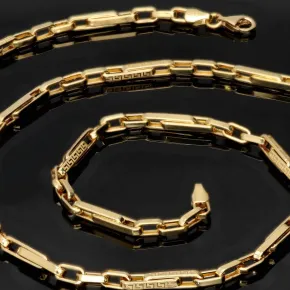 Premium Ankerkette im stilvollen Greco Design aus edlem 585 / 14K Gold gefertigt (ca. 60cm, 3,5mm, ca. 8,1g)