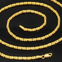 Fein gearbeitete Königskette aus hochglanzpoliertem edlem 14k 585er Gold - (60cm lang, 2mm breit)