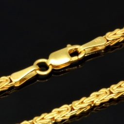 Fein gearbeitete Königskette aus hochglanzpoliertem edlem 14k 585er Gold - (60cm lang, 2mm breit)