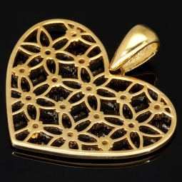 Herz-Anhänger aus Gold (14K 585 Gelbgold) in feinem Design mit leuchtenden, farbenfrohen Zirkoniabesatz