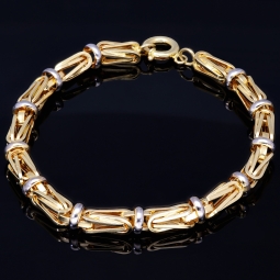 Edles Königsarmband im exklusiven Bicolor-Design aus Gold 585 (14K), 7 mm breit, 22 cm lang