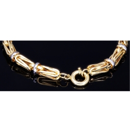 Edles Königsarmband im exklusiven Bicolor-Design aus Gold 585 (14K), 7 mm breit, 22 cm lang