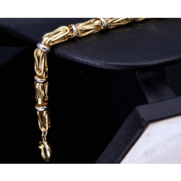 Edles Königsarmband im exklusiven Bicolor-Design aus Gold 585 (14K), 7 mm breit, 22 cm lang