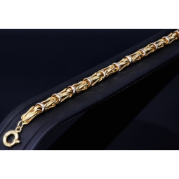 Edles Königsarmband im exklusiven Bicolor-Design aus Gold 585 (14K), 7 mm breit, 22 cm lang