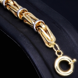 Edles Königsarmband im exklusiven Bicolor-Design aus Gold 585 (14K), 7 mm breit, 22 cm lang