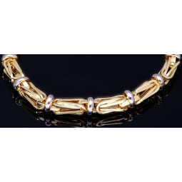 Edles Königsarmband im exklusiven Bicolor-Design aus Gold 585 (14K), 7 mm breit, 22 cm lang