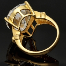 Prunkvoller Ring aus 585 / 14K Gold für Damen mit einem großen, funkelnden Zirkonia bestückt  (ca. 50-51 RG)