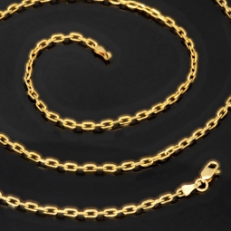 Fein gearbeitete Ankerkette aus hochwertigem 585 / 14K Gold , ca. 60 cm Länge 2 mm