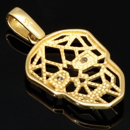 Totenkopf-Anhänger in modernem Bicolor Design aus 14K 585 Gold (Gelbgold und Weißgold) mit Zirkoniabesatz