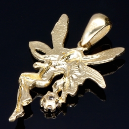 Fantasievoll designter Fee- / Engel- Anhänger aus glänzendem, hochwertigem 14k / 585 Gold (Bicolor - Weißgold und Gelbgold) besetzt mit einem Zirkonia