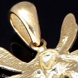 Fantasievoll designter Fee- / Engel- Anhänger aus glänzendem, hochwertigem 14k / 585 Gold (Bicolor - Weißgold und Gelbgold) besetzt mit einem Zirkonia