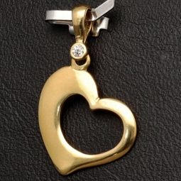 Herz aus Gold - Herz-Anhänger aus funkelndem 585 / 14K Gelbgold mit Zirkoniabesatz