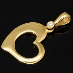 Herz aus Gold - Herz-Anhänger aus funkelndem 585 / 14K Gelbgold mit Zirkoniabesatz