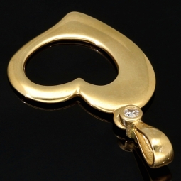 Herz aus Gold - Herz-Anhänger aus funkelndem 585 / 14K Gelbgold mit Zirkoniabesatz
