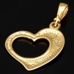 Herz aus Gold - Herz-Anhänger aus funkelndem 585 / 14K Gelbgold mit Zirkoniabesatz