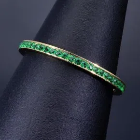 Trendiger Memoryring 585 14K Gold - Ring aus edlem Gelbgold mit funkelnden, grünen Zirkonia besetzt Ringgröße ca. 53