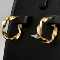 Elegante Twist-Creolen aus funkelndem 14K 585 Gold mit feinem Greco-Design