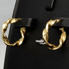 Elegante Twist-Creolen aus funkelndem 14K 585 Gold mit feinem Greco-Design