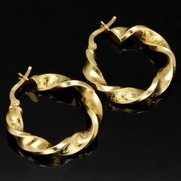 Elegante Twist-Creolen aus funkelndem 14K 585 Gold mit feinem Greco-Design