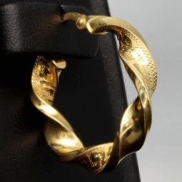 Elegante Twist-Creolen aus funkelndem 14K 585 Gold mit feinem Greco-Design