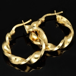 Elegante Twist-Creolen aus funkelndem 14K 585 Gold mit feinem Greco-Design