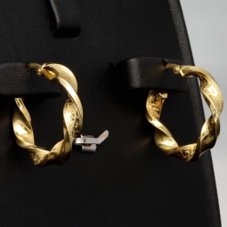 Elegante Twist-Creolen aus funkelndem 14K 585 Gold mit feinem Greco-Design