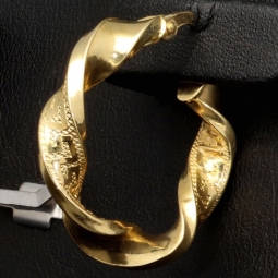 Elegante Twist-Creolen aus funkelndem 14K 585 Gold mit feinem Greco-Design