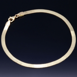 Flaches, elegantes Armband aus exquisitem 585er 14k Gold in feinem Panzerglied-Design - ca. 18,5 cm Länge