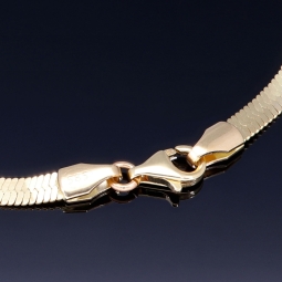 Flaches, elegantes Armband aus exquisitem 585er 14k Gold in feinem Panzerglied-Design - ca. 18,5 cm Länge