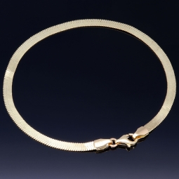 Flaches, elegantes Armband aus exquisitem 585er 14k Gold in feinem Panzerglied-Design - ca. 18,5 cm Länge