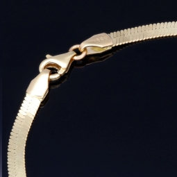 Flaches, elegantes Armband aus exquisitem 585er 14k Gold in feinem Panzerglied-Design - ca. 18,5 cm Länge