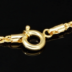 Exquisites Twist-Armband / Kordelarmband mit dekorativen Goldperlen aus edlem 14k 585 Gold, ca. 2mm breit, 19,5 cm lang