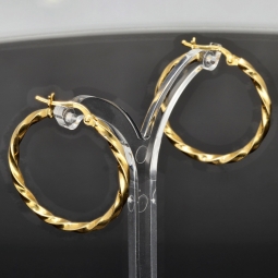 Glänzend polierte Twist - Creolen aus edlem Gold (14K 585 Gelbgold)