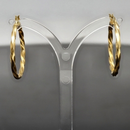 Glänzend polierte Twist - Creolen aus edlem Gold (14K 585 Gelbgold)