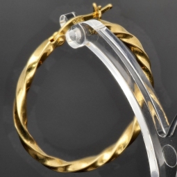 Glänzend polierte Twist - Creolen aus edlem Gold (14K 585 Gelbgold)