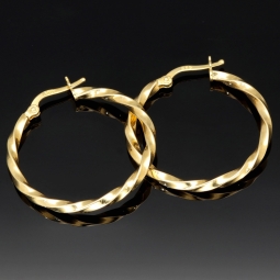 Glänzend polierte Twist - Creolen aus edlem Gold (14K 585 Gelbgold)