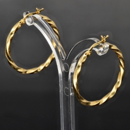 Glänzend polierte Twist - Creolen aus edlem Gold (14K 585 Gelbgold)